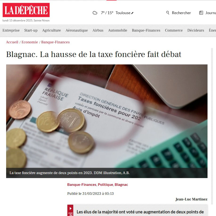 Augmentation Taxe Fonciere Blagnac 2023